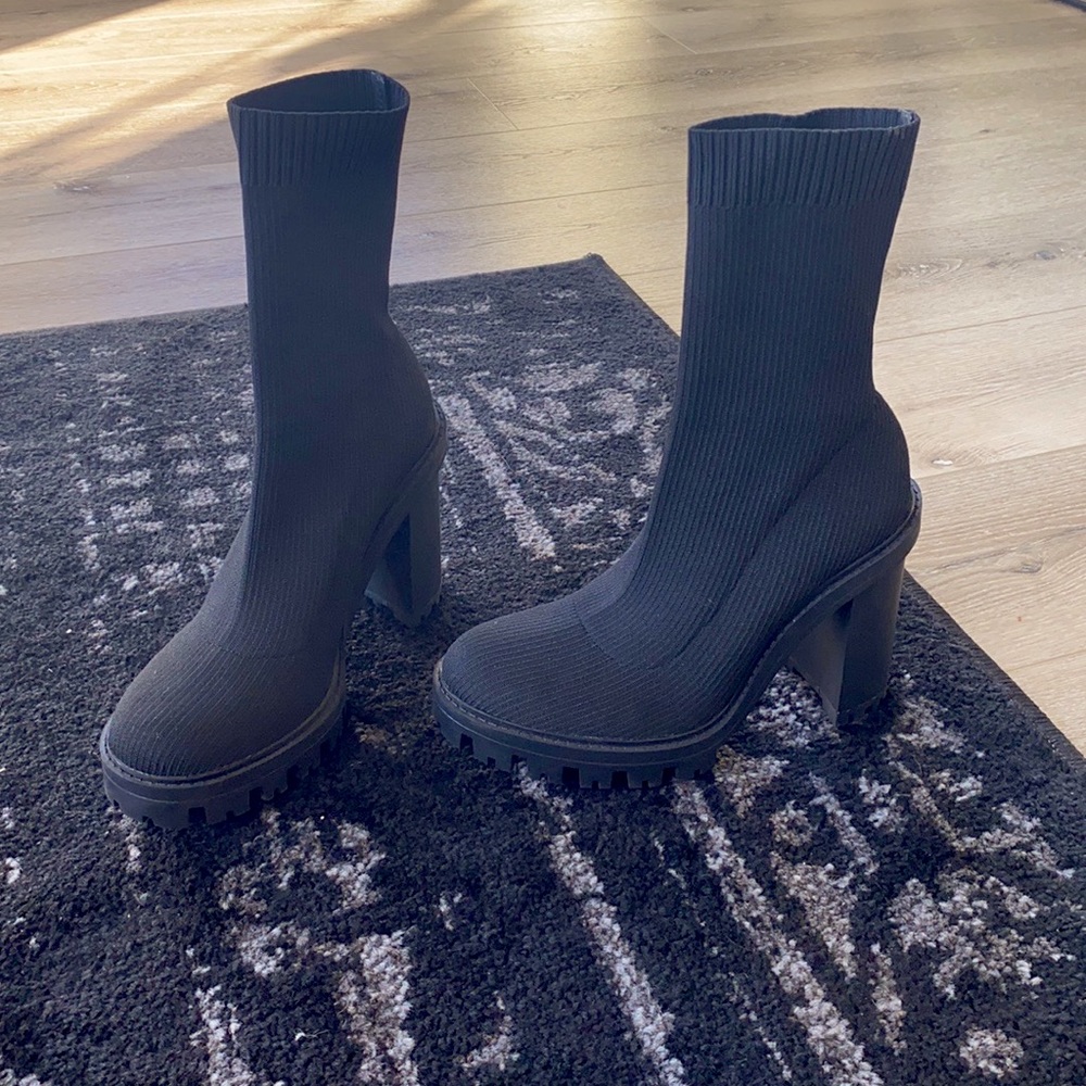 ZARA Sock combat heel size 7.5 (38) BLACK